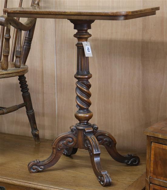 A Victorian inlaid barley twist side table W.61cm